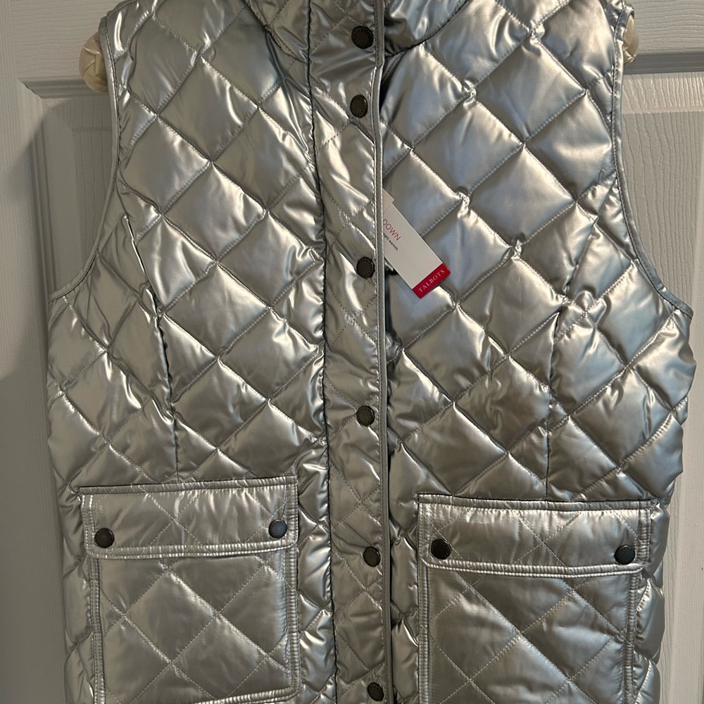 NWT Talbots Silver Down Quilted Vest